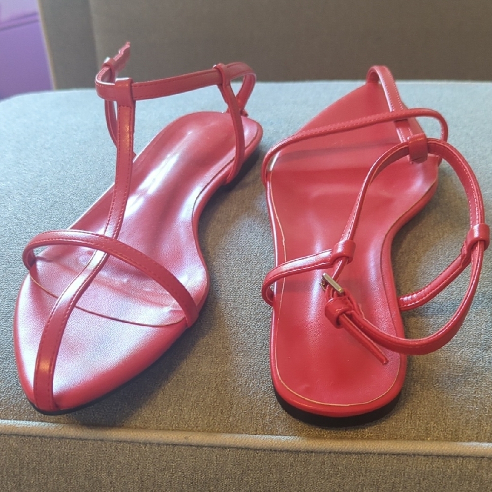 NWOT Red Strappy Sandals - Picture 2 of 3